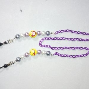 Kids handmade purple chain emoji eyeglass strap